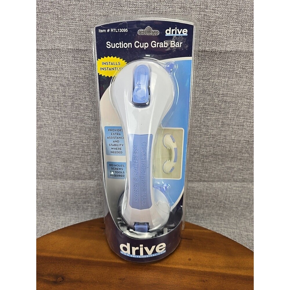 Drive Medical Suction Cup Grab Bar 12” Blue White RTL13095‎ Shower Safety